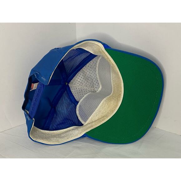 Vintage Quantum Snapback Cap Blue Reels Fishing Made in USA Adjustable One Size - Picture 7 of 7